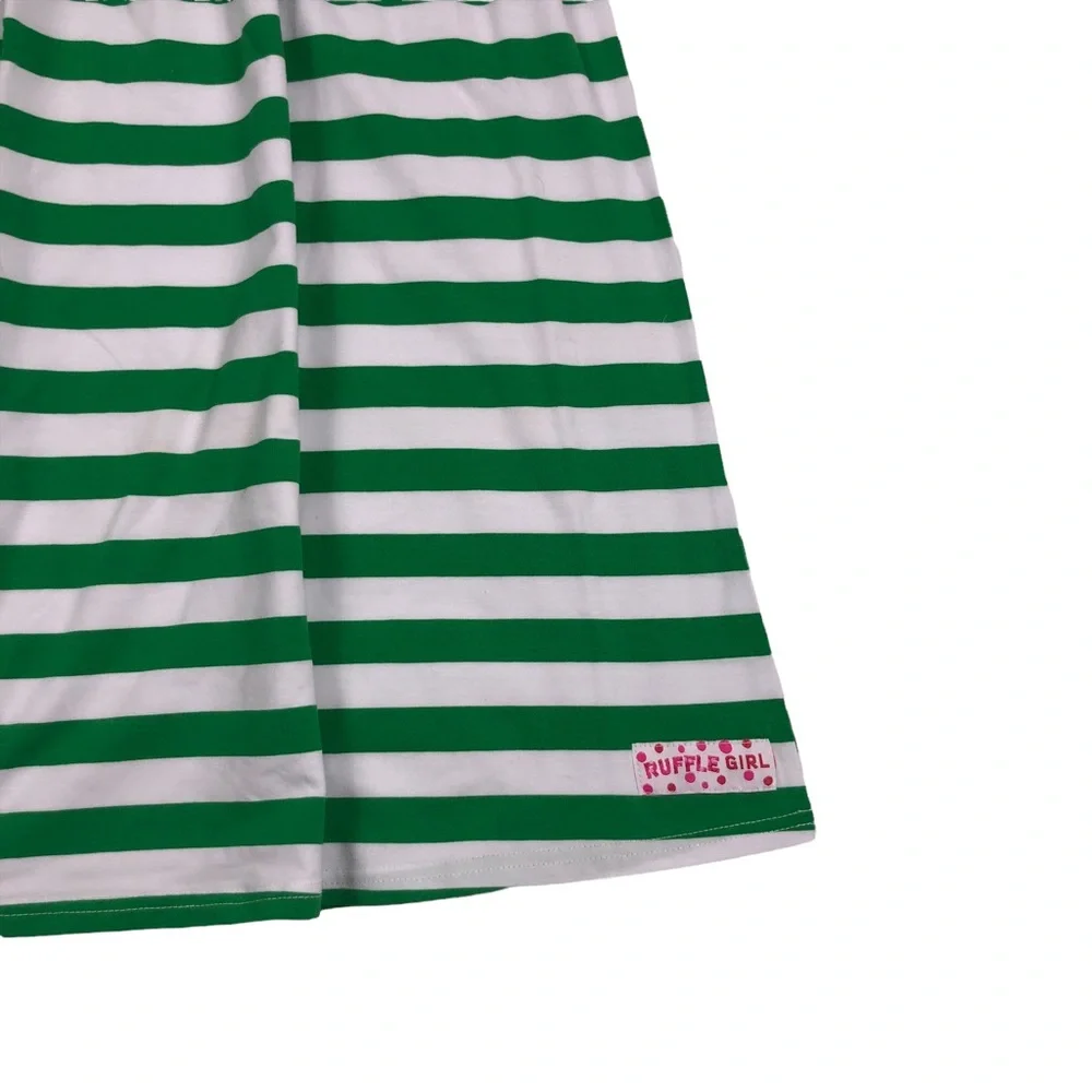 Ruffle Girl Kelly Green & White Striped Top size 16-18 - Picture 3 of 9